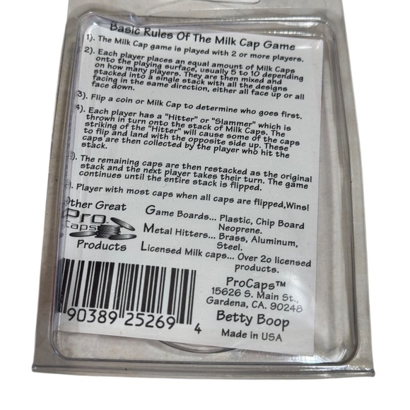 Betty Boop 1994 Milk Cap Game Slammer Factory Sealed - Picture 3 of 3